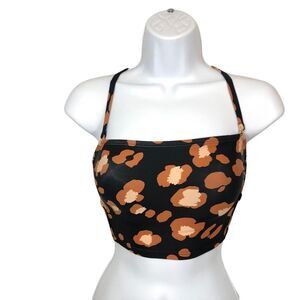 Shade & Shore Women's SZ XS/0-2 Black and Carmel Bikini Swim Top NWT‎